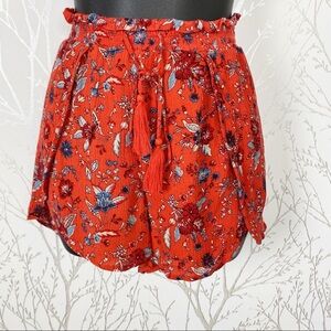 AMERICAN EAGLE Red Floral Side Slit Short Shorts